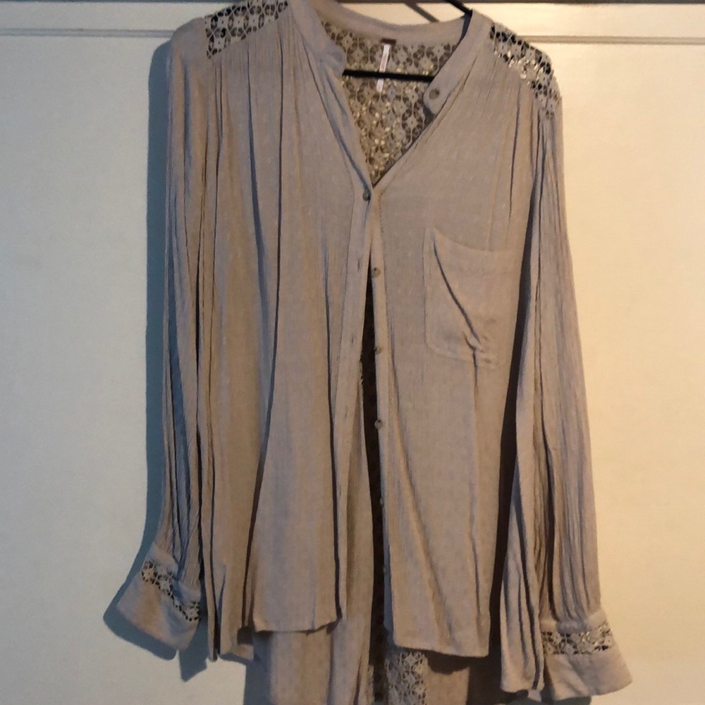 Free People Button Up shirt with lace detail